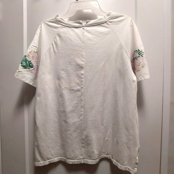 CC COLLECT Women's 100% Cotton White Short Sleeves w/Floral Print Tee - Medium - Picture 7 of 13